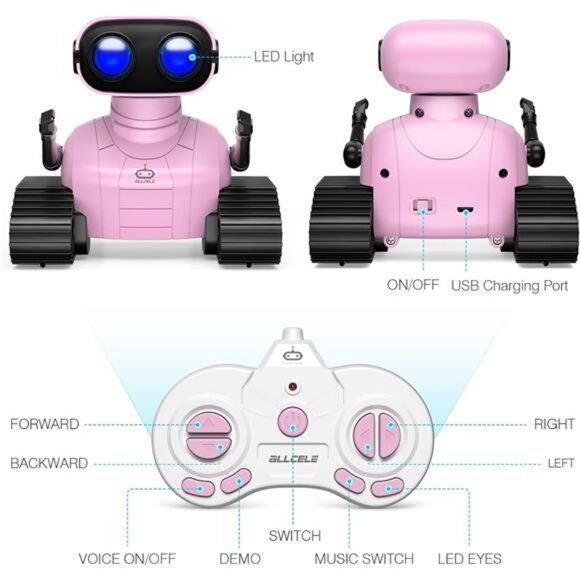 Girls Robot Toy, Rechargeable RC Robot for Kids, Remote Control Toy with Music - Picture 5 of 7